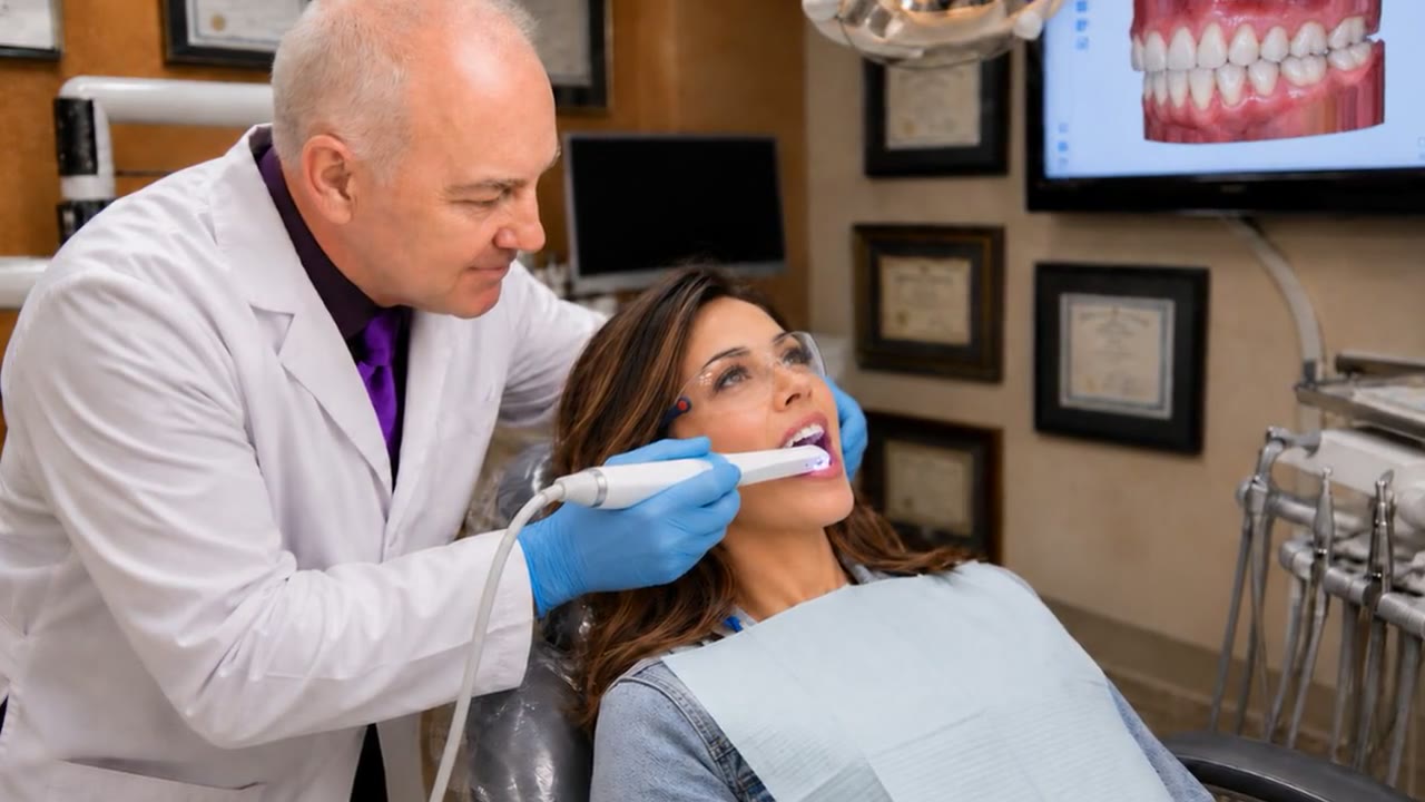 Dr. Maxson scanning a patient's teeth as part of clear aligner monitoring