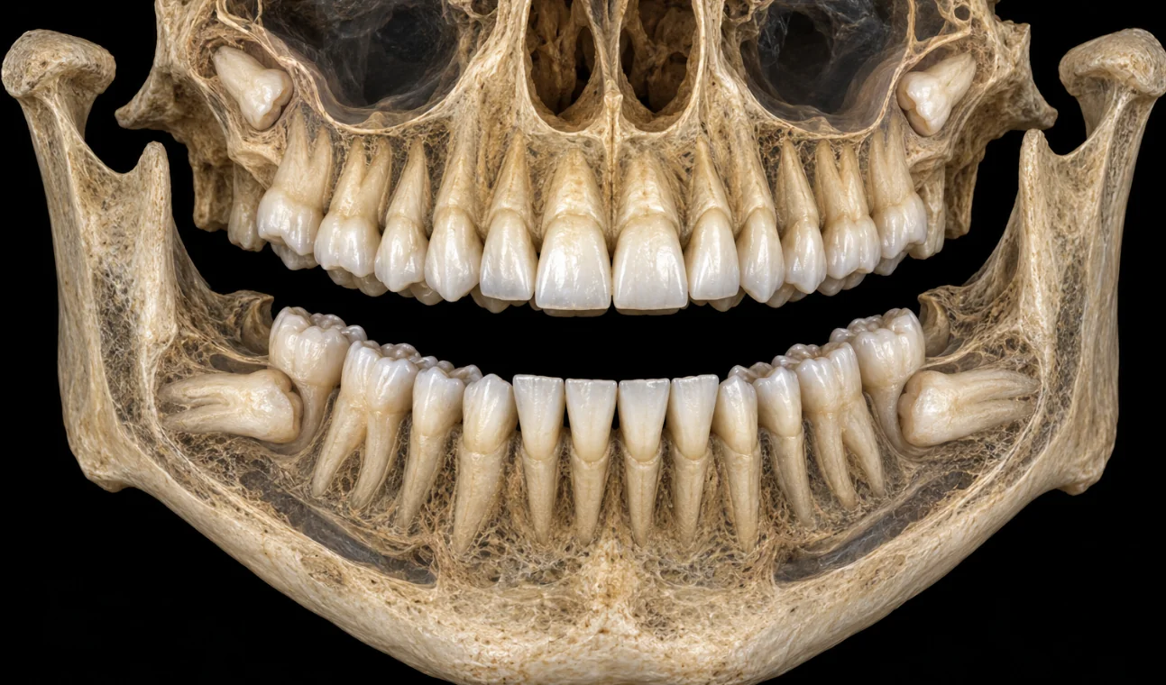 3D view of Wisdom Teeth showing their position at the back of the upper and lower jaw