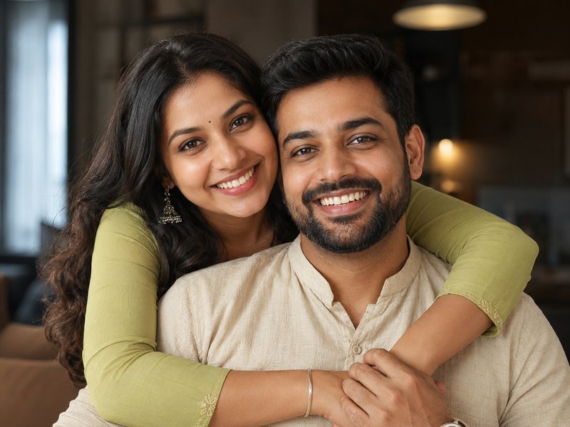 Smiling couple with healthy, confident smiles