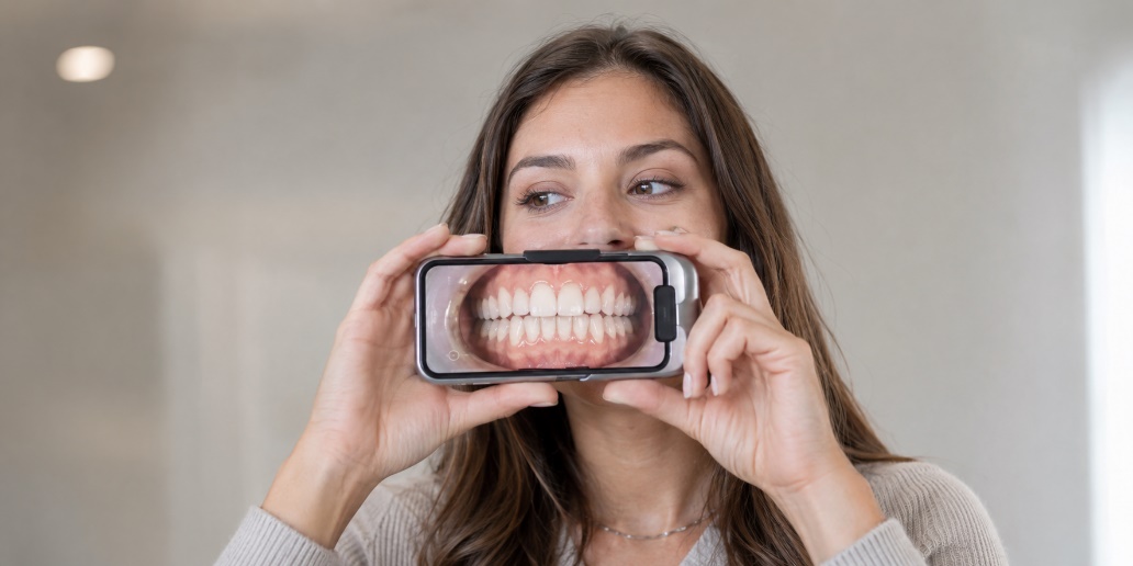 patient taking a guided ProMonitoring scan with a smartphone